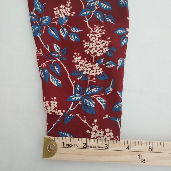 Madewell Floral Burgundy Button Back Long Sleeve Dress - Picture 3 of 14